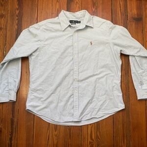Ralph Lauren Light Blue Soft Cotton Striped Button Down